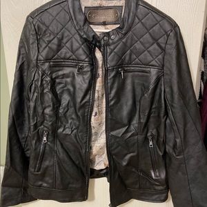 Black faux leather hip length